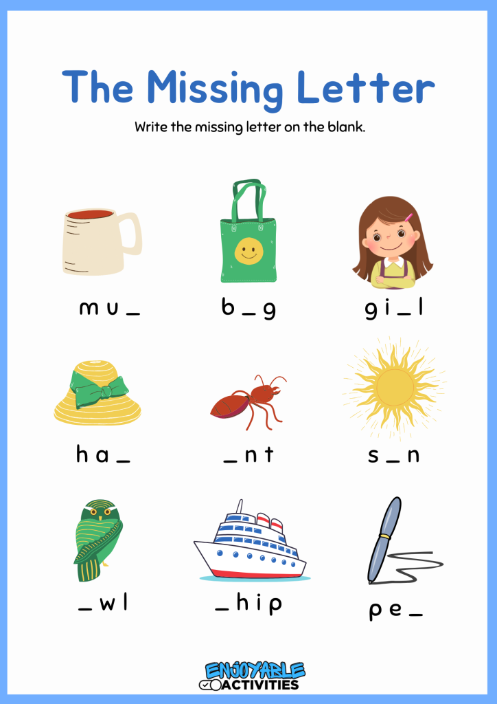 Fill In The Missing Letters Worksheet 2